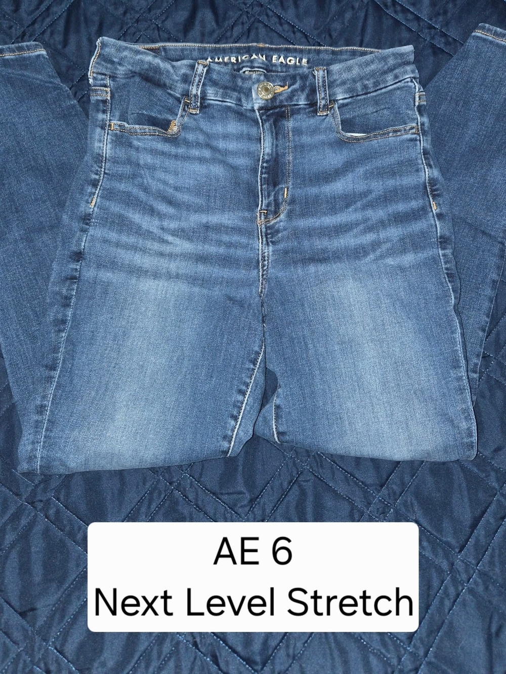 American Eagle Outfitters Women's Blue High-Rise Stretch Jeans
